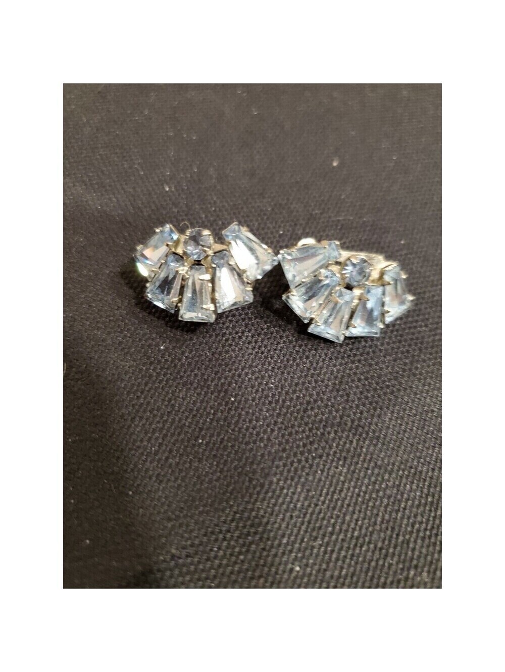 Vintage Blue Rhinestone/Crystal Clip-On Earrings